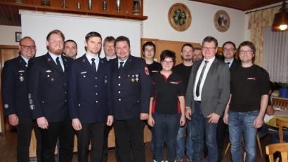 Bild: frd
Die Freiwillige Feuerwehr Pertolzhofen wird nun von Benjamin Ziereis (Vierter von links) geführt, sein Stellvertreter ist der bisherige Vorsitzende Michael Turban (rechts neben ihm). Über einen gelungenen Generationswechsel an der Führungsspitze und das gute „Betriebsklima“ bei seinen Feuerwehren freut sich Bürgermeister Martin Prey (Dritter von rechts).