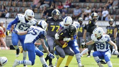 Bild: Hubert Ziegler
Der Kampf ums „Ei“ beginnt für die Mad Bulldogs (dunkle Trikots) Mitte April. Für die neue Saison in der American-Football-Landesliga bekommen die Amberger ordentlich Zuwach