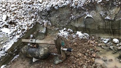 Bild: Polizeiinspektion Regensburg Süd
Die Fliegerbombe, die in Regensburg gefunden wurde.