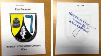Bild: fsb
So sieht eine Fahrkarte für den öffentlichen Busverkehr innerhalb Etzenricht aus, die alle Gemeindebürger kostenlos erwerben können.