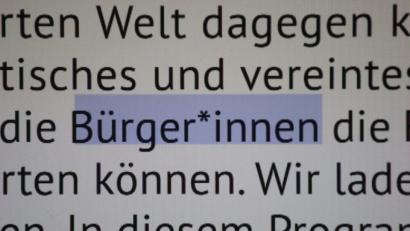 Bild: Doreen Garud/dpa
In diesem Text  ist ein Gendersternchen zu sehen. Gendersternchen ist Anglizismus des Jahres 2018.