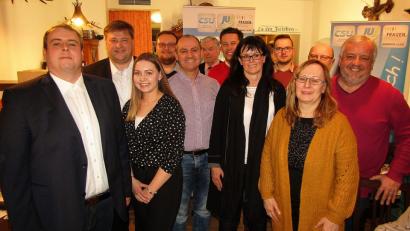 Bild: sck
Die neue Führungsmannschaft (vorne, von links): Vorsitzender Bernhard Hinteregger, Beisitzerin Mareike Bader, Uwe Ditz, Birgit Barth, Helga Wittmann-Trenz, Helmut Kormann; (hinten von links) CSU-Kreistagsfraktionssprecher Stefan Braun, Markus Neukam, Manfred Stefandl, Dominik Riedhammer, Fabian Gottschalk, Siegfried Neukam.
