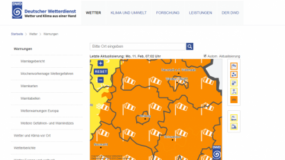 Bild: Deutscher Wetterdienst
Der Deutsche Wetterdienst warnt auf seiner Website vor möglichen Sturmböen.
