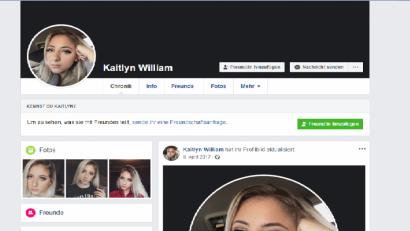 Screenshot: facebook.com/kaitlynwiliam79
Häufiger werden wieder ominöse Freundschaftanfragen bei Facebook verschickt. Hinter großen schönen Augen, stecken knallharte Geschäftsmodelle.