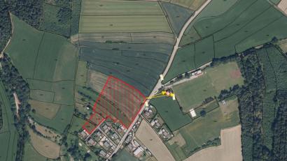 Grafik: VG Nabburg
Bebauungsplan "Weidenthal-Hütberg Nord": Das Gebiet (rot schraffierte Fläche) ist ausgedehnt worden.