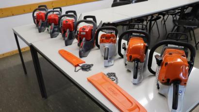 Bild: Polizei
Die sieben gestohlenen Motorsägen.