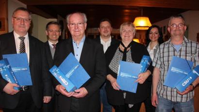 Bild: kro
Treue Mitglieder ehrte die Waldershofer CSU. Unser Bild zeigt vorne von links die Geehrten Werner Spörer, Reinhold Schraml, Angela Burger und Günther Fachtan mit dahinter MdL Tobias Reiß, Mario Rabenbauer und Margit Bayer.