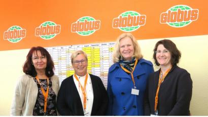 Bild: Hirsch
Personalleiterin Kornelia Schwarz (links) führte Dorothea Seitz-Dobler, Alida Ehbauer und Manuela Hahn (von links) von der Arbeitsagentur durch den "Gläsernen Globus".