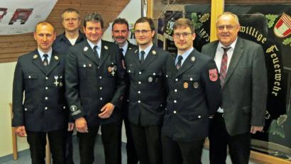 Bild: Dobmeier
Die Feuerwehr Rothenstadt wählt Vorstand und Kommandanten. Erster Vorsitzender ist Reinhard Albrecht (Dritter von links), Stellvertreter Gerhard Braun (links), neuer Kommandant Michael Hösl (Dritter von rechts) und sein Stellvertreter Daniel Kellermann (Zweiter von rechts).