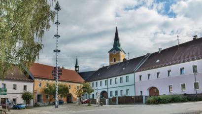 Bild: fjo
Der neue Maibaum steht in Kürze auf dem südlichen Marktplatz. Ein verändertes Gewand soll den Bezug zur Grenzgemeinde wesentlich stärker herausstellen.