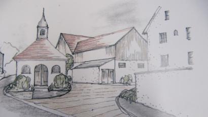 Grafik: Manfred Neidl
Die offene Gestaltung des Umfelds der bestehenden Kapelle in der Ortsmitte von Steiningloh findet Gefallen im Bauausschuss.