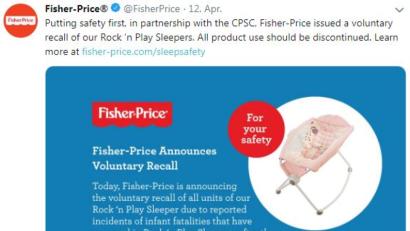 Bild: Twitter/FisherPrice
Fisher-Price ruft eine Wippe zurück.