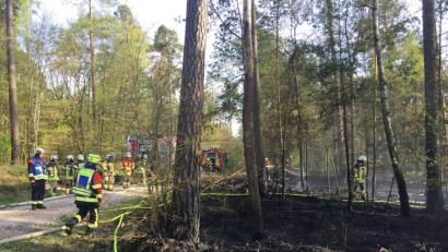 Bild: exb/THW Schwandorf
Der Brand von 10 000 Quadratmetern Waldboden und Unterholz an der Loisnitzer Straße bei Katzdorf wurde durch mehrere Feuerwehren aus Schwandorf und Umgebung gelöscht.