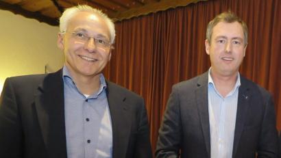 Bild: Hirsch
Hans Koch (links) und Thomas Kopf (rechts) wollen für die Liefergemeinschaft für Bioenergie die Weichen neu stellen.