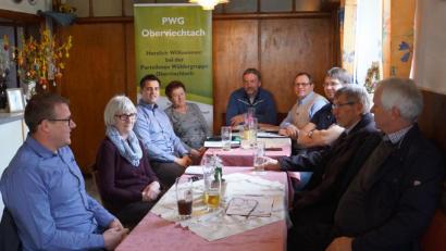 Bild: weu
Turnusgemäß besuchten PWG-Stadträte Lukahammer/Pirkhof mit ihrer Versammlungsreihe, um sich über die Probleme vor Ort zu informieren. Die PWG - Vorsitzenden Egbert Völkl (Vierter von rechts) und Michael Preiß (Fünfter von rechts) freuten sich bei der Gelegenheit auch Rudolf J. Teplitzky (Dritter von links ) begrüßen zu können.