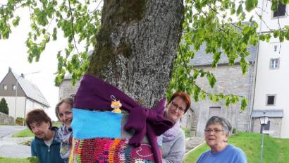 Bild: gis
bunte Maschen für die alte Linde