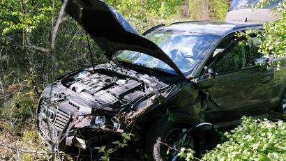 Bild: gf
Das Auto des 26-Jährigen landete demoliert im Gebüsch neben der Straße.