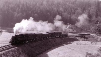 Bild: Gottfried Turnwald /Archiv Josef Schmaußer
Eisenbahnromantik pur: Diese Aufnahme zeigt einen Zug vor dem Gasthaus Lauterach auf dem Weg nach Ursensollen.
