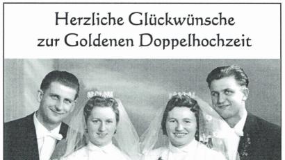 Bild: rpp
Das 50-Jährige Ehejubiläum feierten die beiden Jubelpaare noch gemeinsam. Die Kinder schickten damals Ihre Glückwünsche auch über eine Anzeige im neuen Tag.
