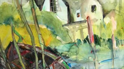Bild: Inge Posorski
Das Bild von Inge Posorski trägt den Titel „Am Steg“. Die Werke der Künstlerin und dreier weiterer sind ab Freitag, 31. Mai, anlässlich des Kunstsommers in der Friedrichsburg ausgestellt.