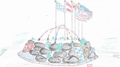 Bild: Naomi Neidull
Mit einem selbstgemalten Bild zeigt die 13-jährige Naomi Neidull, wie sie sich den Kreisverkehr an der B 299 bei Grafenwöhr vorstellt.