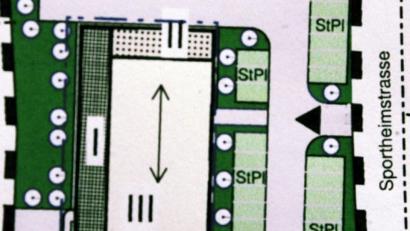 Bild: gf
Ein Blick auf den Plan: Auf dem 4000 Quadratmeter großen Areal der ehemaligen Drei Mohren soll ein dreigeschossiges Gebäude entstehen, mit Zufahrt über die Straße Zum Sportplatz und 31 Stellplätzen. Im Erdgeschoss sind Gewerbeeinheiten geplant, in den beiden Oberschossen Wohnungen.
