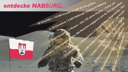 Bild: Netzwerk Nabburg/exb
Mit einem Bild, das an die erste Mondlandung vor 50 Jahren anknüpft, endet die Imagekampagne des Netzwerks Nabburg.