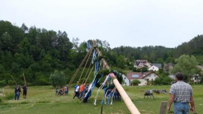 Bild: fm
Schub um Schub hieven die Burschen den Baum in die Höhe.