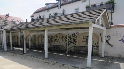 Bild: piam
Die Graffiti-Hinterlassenschaften der drei Angeklagten im Maltesergarten.