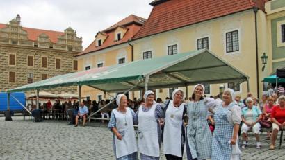 Bild: exb
Die Nabburger Waschweiber traten auf dem Schlossplatz auf.