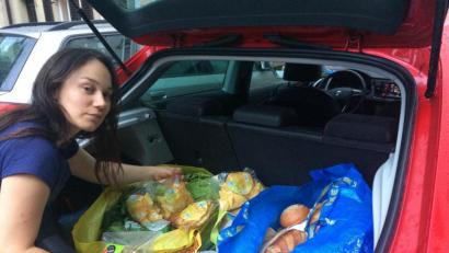 Bild: privat
Margot Gerlitz nach einem ihrer Einsätze als Lebensmittelretterin.