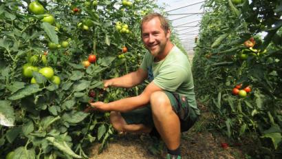Bild: ubb
Im Januar ist Simon Rauch von Leugas auf sein neues Pachtgrundstück bei Stockau gezogen. Jetzt kann er bereits in seinem ersten Treibhaus prachtvolle Biotomaten ernten.