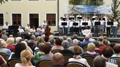 Bild: Petra Hartl
Gute Stimmung bei der Sommerserenade mit den Happy Voices im Schnaittenbacher Rathausinnenhof.