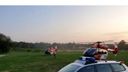 Bild: exb
Zwei Hubschrauber sind im Einsatz am Kiesibeach. Mit einem wird die 33-Jährige mit einer künstlichen Lunge nach Regensburg geflogen.