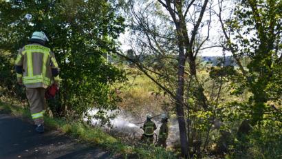 Bild: szl
Ein überhitzter Überspannungsableiter an einem Strommasten nahe der Einmündung der Mühlbühlstraße in die B15 sorgte am Mittwoch gegen 16 Uhr für einen Feuerwehreinsatz in Tirschenreuth. Das defekte Teil fiel zu Boden und entzündete das trockene Gras. Deswegen fiel in weiten Teilen der Innenstadt der Strom aus.