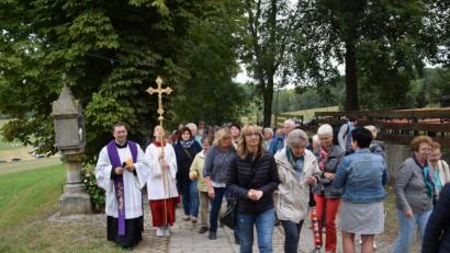 Bild: swo
Gemeinsam mit Pfarrvikar Christian Preitschaft beteten wieder zahlreiche Gläubige den Kreuzweg zur Wallfahrtskirche.