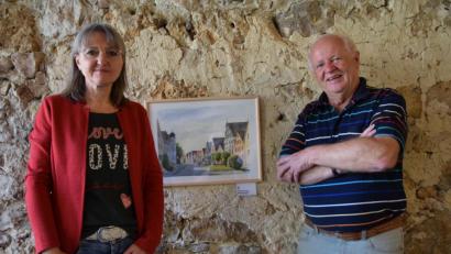 Bild: bö
Ein Stück Heimat: Aquarelle stellt der Amberger Maler Peter Schmidt bei Beate Schaller in der Hammermühle aus.