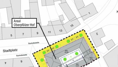 Grafik: NT/Kuchenreuther
So sieht der Bebauungsplan für das Sondergebiet "Hotelneubau Stadtplatz" aus.