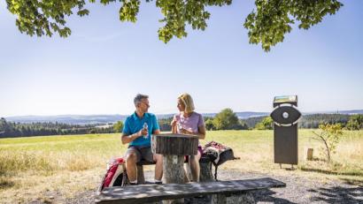 Bild: exb/Thomas Kujat
Das "Natur-Navi" Goldsteig auf der Höhe bei Muglhof steht im Grenzbereich zwischen Stadt Weiden und Landkreis Neustadt.