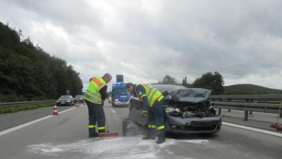 Bild: exb/Technisches Hilfswerk
Kräfte des THW Nabburg sicherten die Unfallstelle ab, säuberte die Fahrbahn und halfen bei den Abschlepparbeiten.