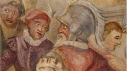 Bild: exb/Willibald Wirnshofer
Dieses Fresko in der Oberviechtacher Pfarrkirche zeigt den Pflegverwalter Johann Georg Klement Ehrnlechner (rechts) in seiner Gewandung als Landhauptman. Links sein Oberschreiber Michael Salz.