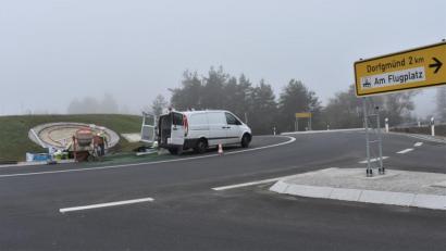 Bild: rgr
Es geht voran: Zwei der vier Dekorationen am Kreisverkehr sind bereits fertiggestellt, die anderen sind noch in Arbeit.