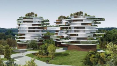 Bild: exb/Luce
Futuristische Bauwerke: ein Modell der Denkwelt Oberpfalz/Halmesricht.