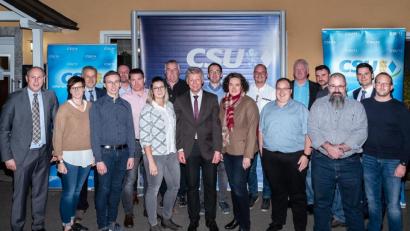 Bild: flt
Die Mitglieder der Plößberger CSU-Ortsverbände votierten geschlossen mit einer Zustimmung von 100 Prozent für den Bürgermeisterkandidaten Lothar Müller (Mitte) und die 16 Marktratskandidaten. Landratskandidat Roland Grillmeier (3. von links) gratulierte zum klaren Ergebnis.