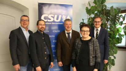 Bild: exb
Herbert Uschold (Mitte) soll für die CSU Oberviechtach als Bürgermeisterkandidat in den Wahlkampf gehen. Erfreut über seine Bereitschaft sind die Vorsitzenden des Ortsverbands (von links) Christian Schneider, Alexander Ried, Barbara Ruhland und Tobias Ehrenfried.