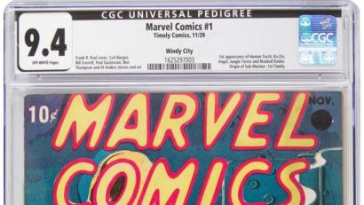 Bild: Heritage Auctions/dpa
Das Bild zeigt das Cover des ersten Marvel-Comics von 1939.