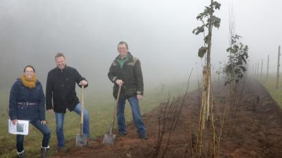 Bild: Wolfgang Steinbacher
Baubeginn für den Naturhof Hainstetten ist voraussichtlich im März 2020. Schon jetzt allerdings wurden Ausgleichsflächen geschaffen. Von links: Ines Filipovic, Bürgermeister Alwin Märkl und Alois Kumeth.