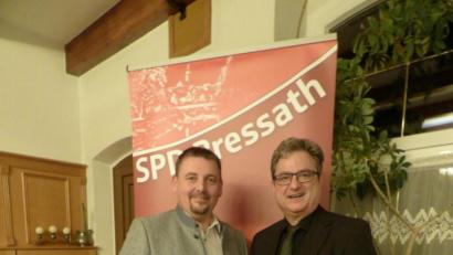 Bild: mng
Die Pressather SPD schickt Bernhard Stangl (rechts) als Bürgermeisterkandidaten ins Rennen. Kreisverbandsvorsitzender Markus Ludwig gratuliert dazu.