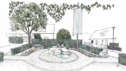 Bild: ld
So soll der neue Siedlerplatz nach den Vorstellungen des Landschaftsarchitekten Albrecht Strohn einmal aussehen. Vielleicht kommt es noch zu einer Erweiterung und Straße und Gehwege werden mit eingebunden.