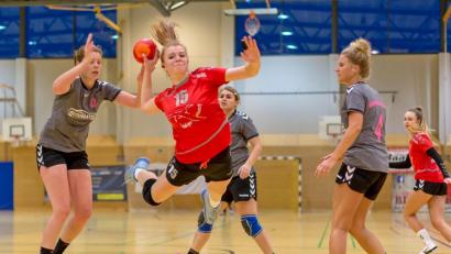 Bild: Günter Uschold (gud)
Nur selten konnten sich die Oberviechtacher Handballdamen, wie hier Magdalena Streit, gegen die HSG Pyrbaum/Seligenporten durchsetzen.